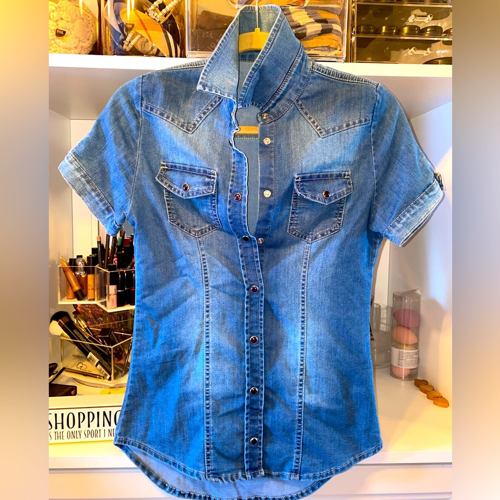 Zara button down Jean shirt